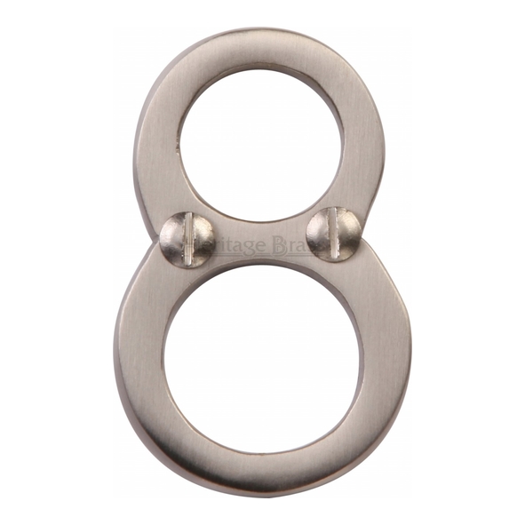 C1567 8-SN • 51mm • Satin Nickel • Heritage Brass Face Fixing Numeral 8